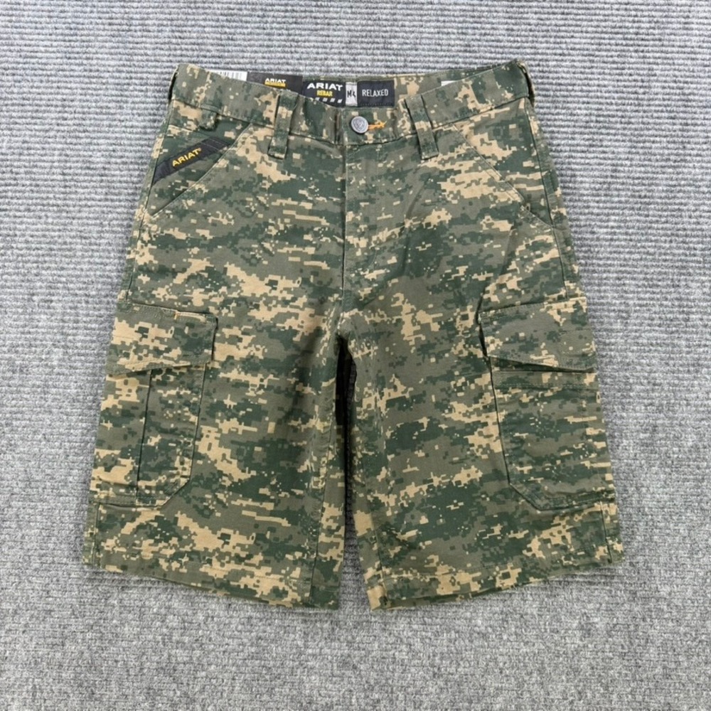 NEW Ariat Rebar M4 Relaxed Digital Camo Cargo Shorts Men 28 DuraStretch Workwear